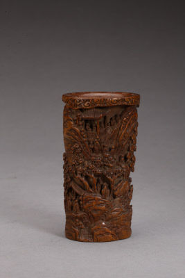 图片[3]-Qiaolin style bamboo root carving, orchid pavilion, and water drawing pen holder-China Archive